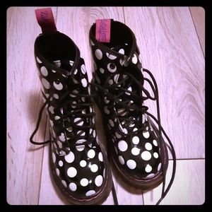 Kids polka dot combat boots